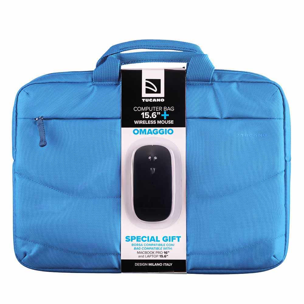 Сумка для ноутбука Tucano Idea 15,6-16" с беспроводной мышкой в комплекте Голубой (BU-BIDEA-WM-Z)