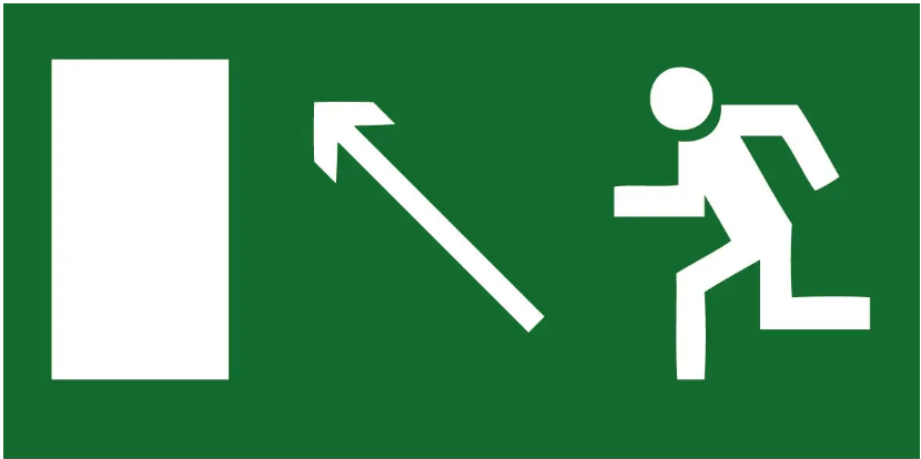 Знак эвакуации выход влево вверх прямоугольный (д-8048)