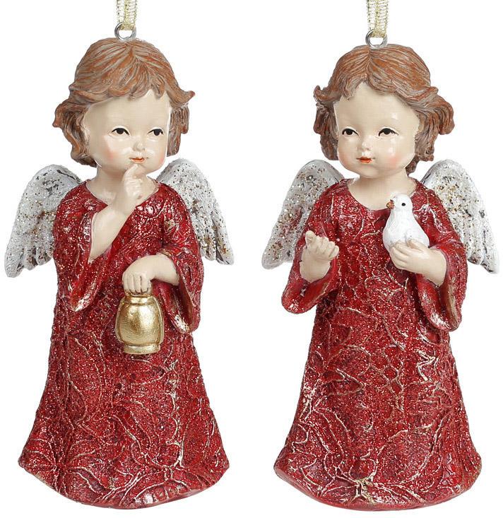 Набор 2 декоративных подвески Ангел Бордо 7х5,5х13 см