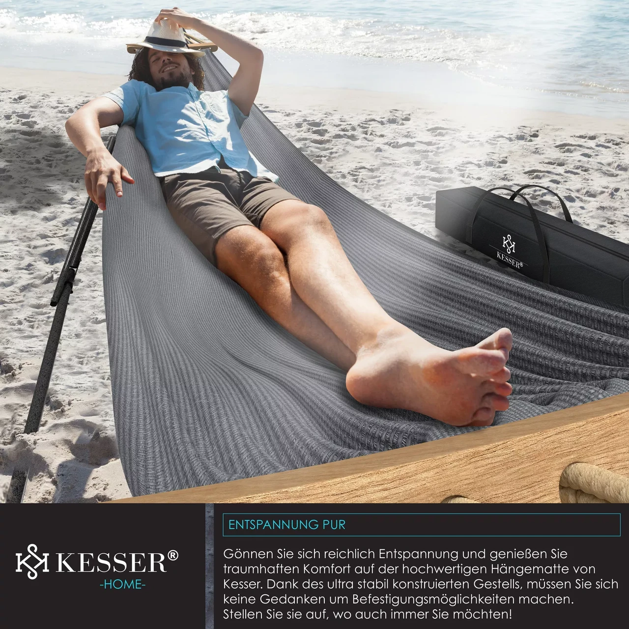 Гамак подвесной для сада и дачи KESSER 200 кг 360x120x115 см (4260729115607) - фото 6 Гамак подвесной для сада и дачи KESSER 200 кг 360x120x115 см (4260729115607) - фото 6