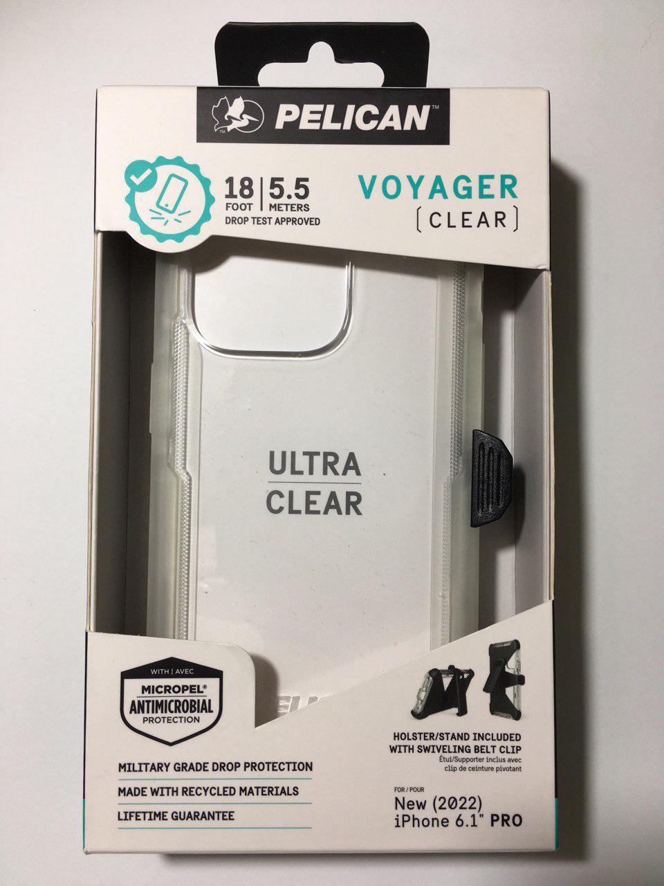 Чохол протиударний з кліпсою мілітарі тактичний Pelican Voyager Defender для iPhone 14 Pro (6.1") Clear - фото 5