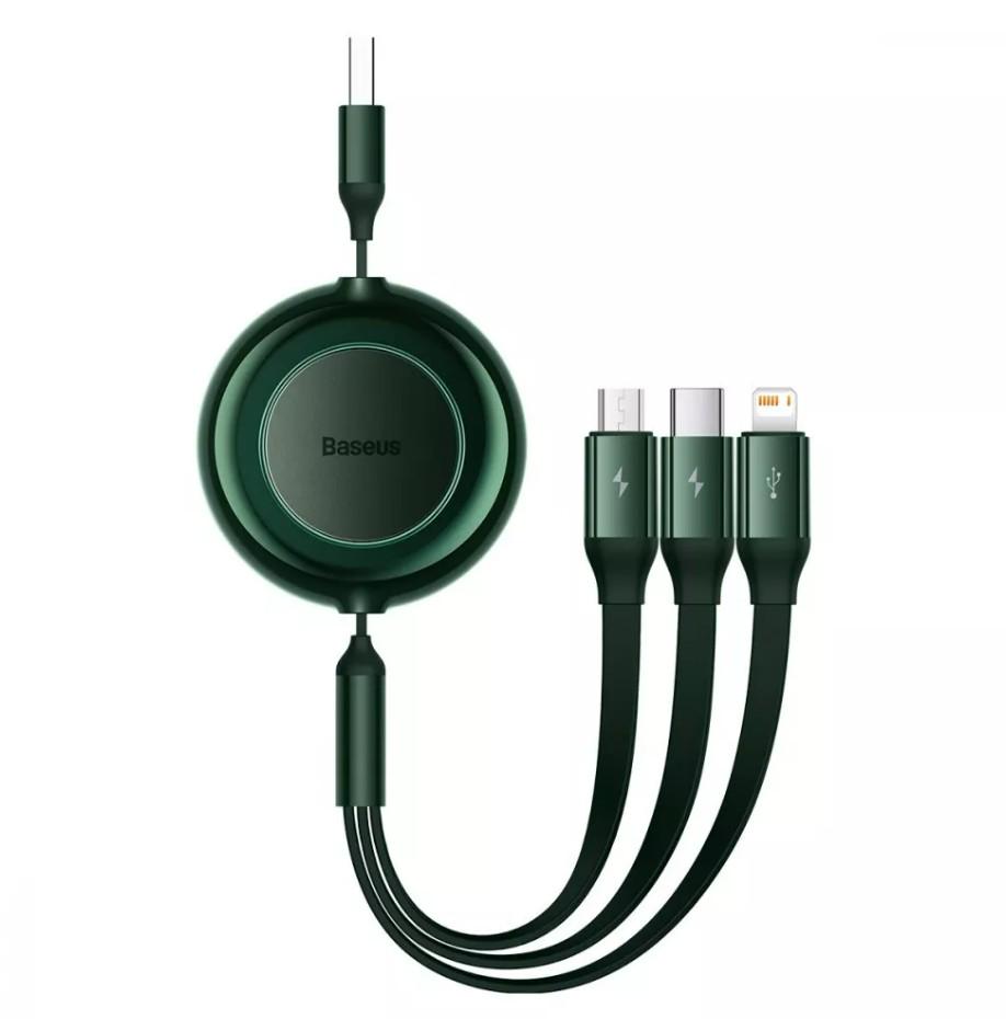 Кабель Baseus Bright Mirror 2 Series 3в1 CAMJ010006 USB to Lightning/Micro USB/Type-C 3.5A 1,1 м Green (11066868)