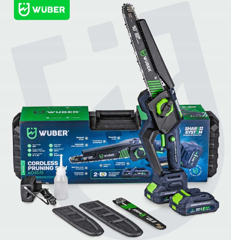 Пила аккумуляторная цепная Wuber 2 аккумулятора 2Ач 20В/2 шины - фото 4
