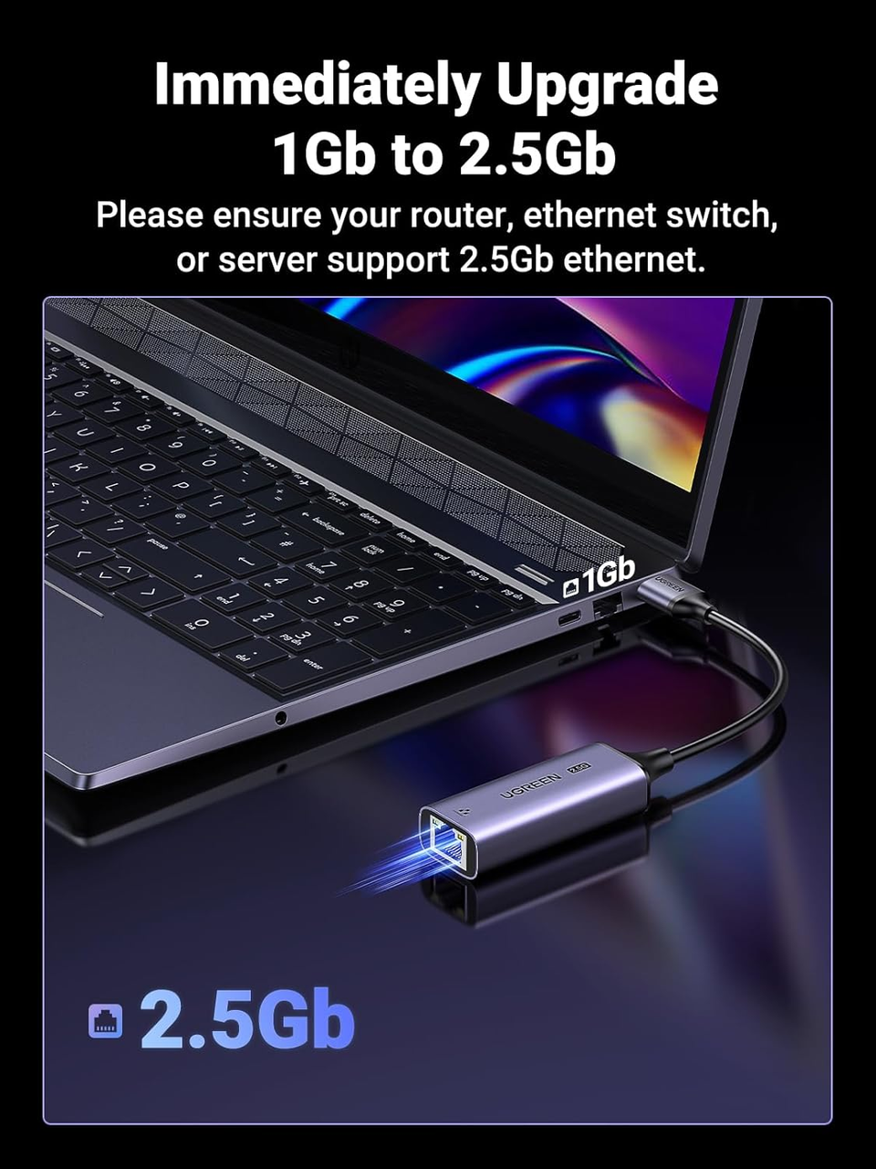 Адаптер сетевой UGREEN см 648 USB-A Ethernet Adapter RJ45 2.5G (2000174) - фото 4