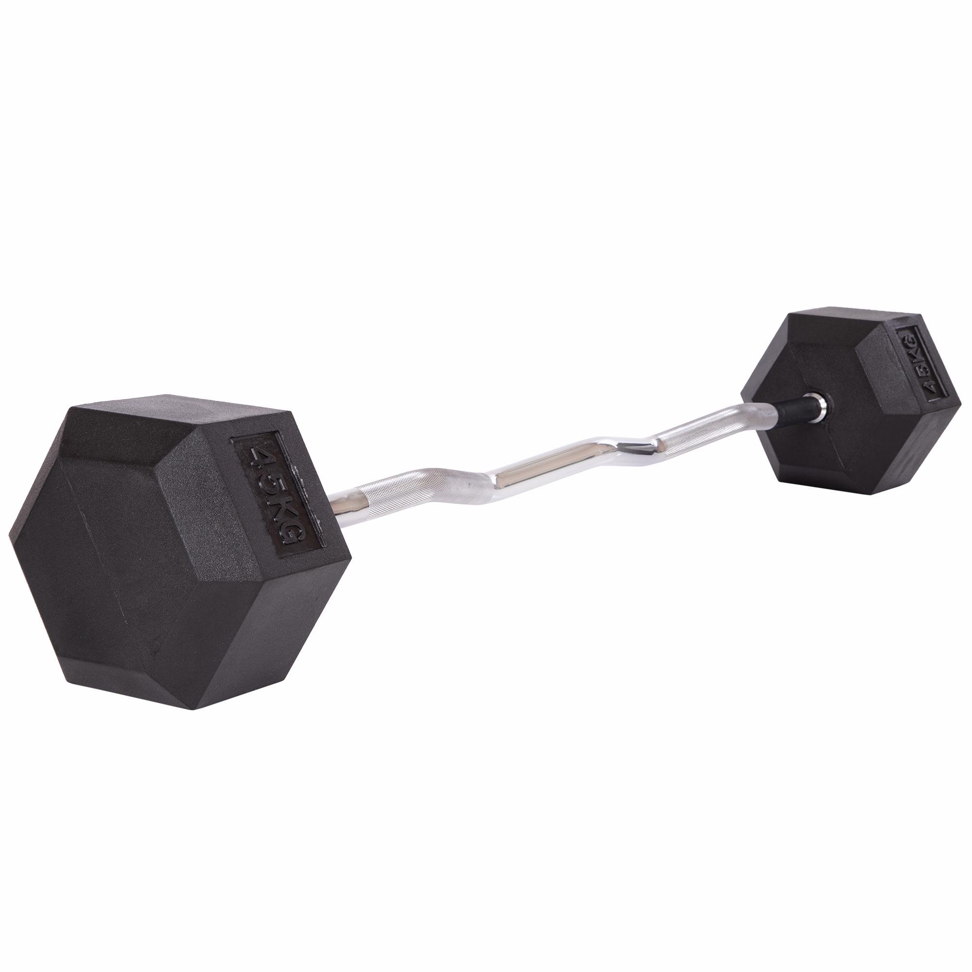 Штанга фиксированная обрезиненная Rubber Hexagon Barbell Zelart TA-6231-45 95 см 45 кг (DR002558)