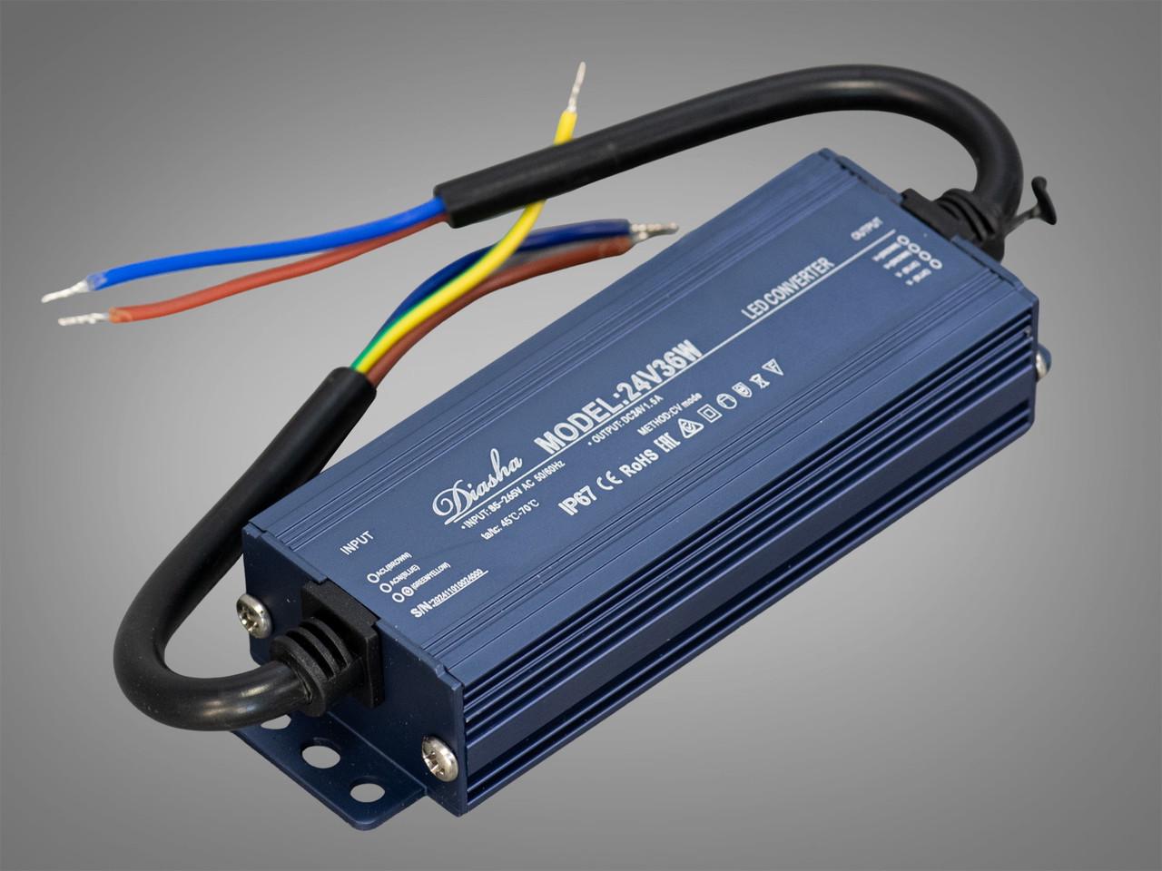 Блок живлення 24 В для підключення LED стрічки 36 Вт 1,5А (NP-24V-36W-IP67)