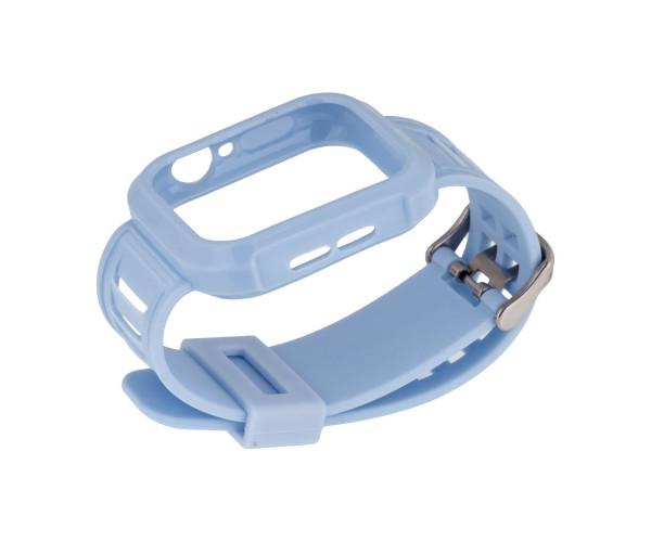 Ремешок Silicone Shine для Apple Watch и Protect Case 44 мм Sky Blue