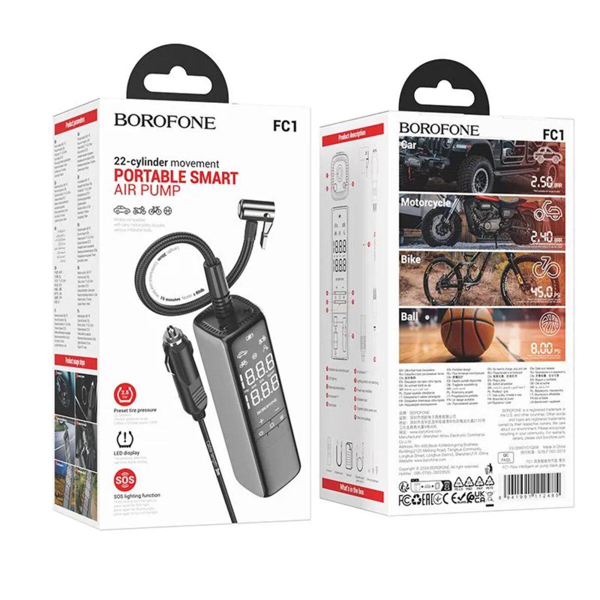 Насос автомобільний Borofone FC1 компрессор 160 PSI LED підсвічування Чорний (620014) - фото 6 Насос автомобільний Borofone FC1 компрессор 160 PSI LED підсвічування Чорний (620014) - фото 6