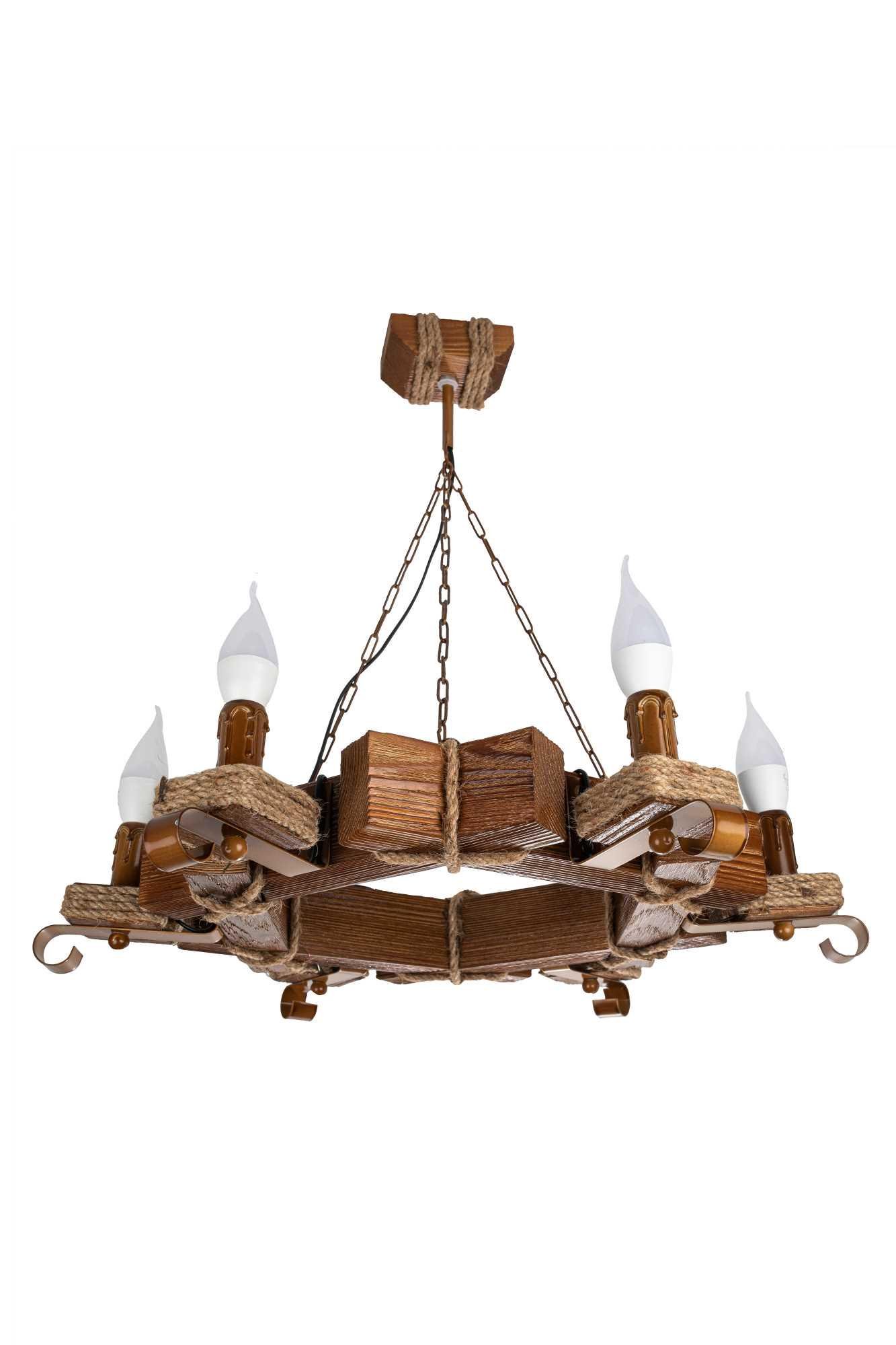 Люстра деревянная Sirius S7039/6 акрил на 6 лампочек Ореховый (000030151)