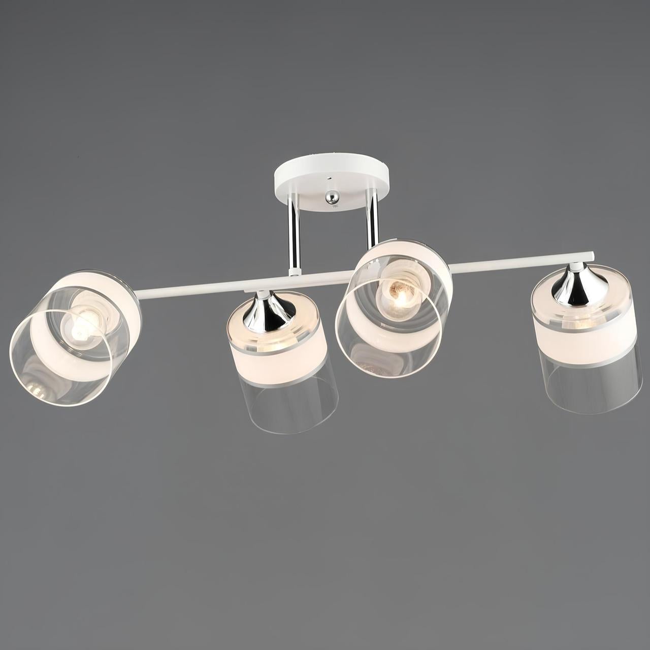 Люстра Valeso с линейным каркасом под четыре лампы Е27 Белый/Хром (B A4435/4)