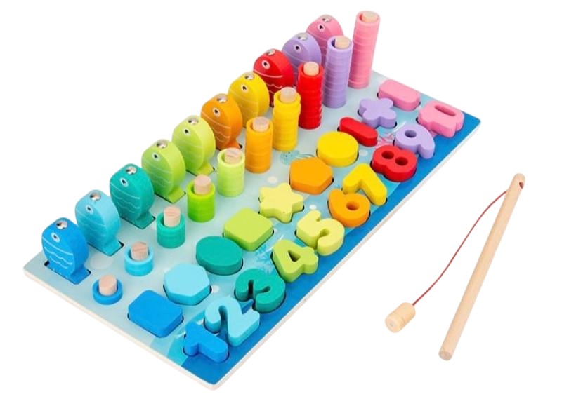 Деревянная обучающая игра-сортер Монтессори LimoToy MD 1891 4в1 с магнитной рыбалкой (1674280253)