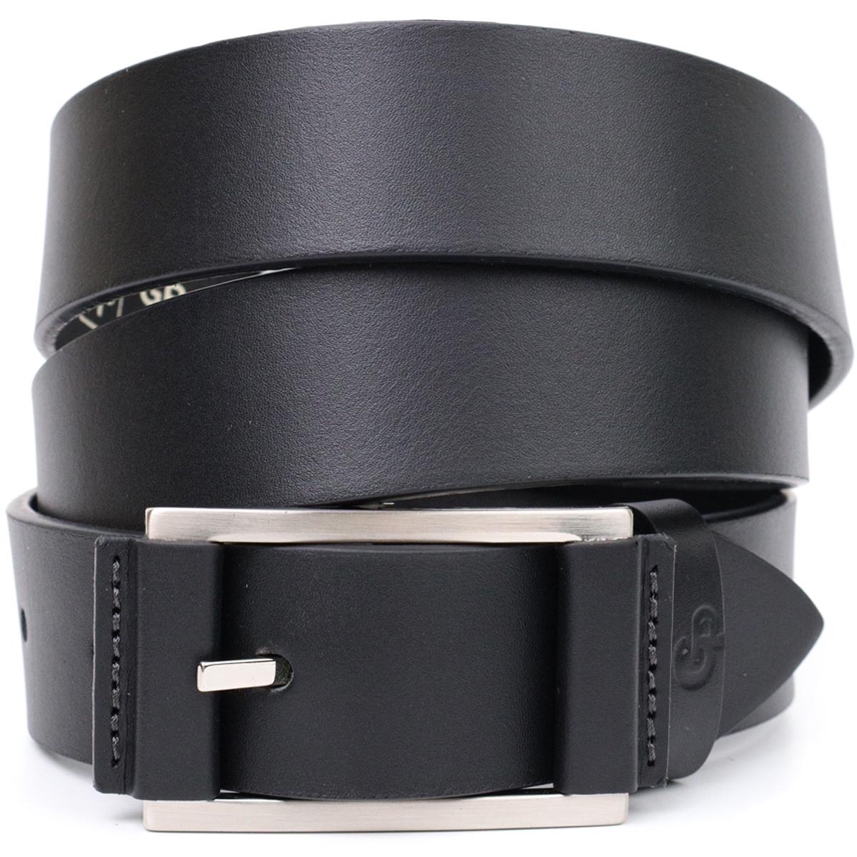 Пояс брючный Grande Pelle Belt 11679 с квадратной пряжкой Черный