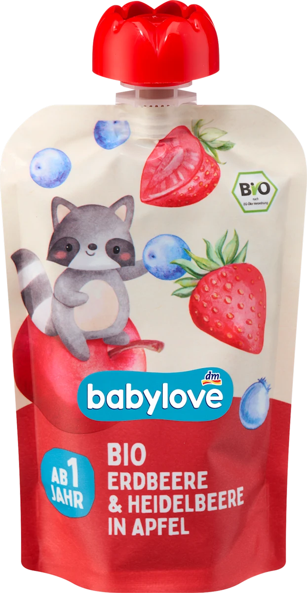 Пюре фруктовое со вкусом клубники/черники/яблоки для детей с 12 месяцев (ПП-001)