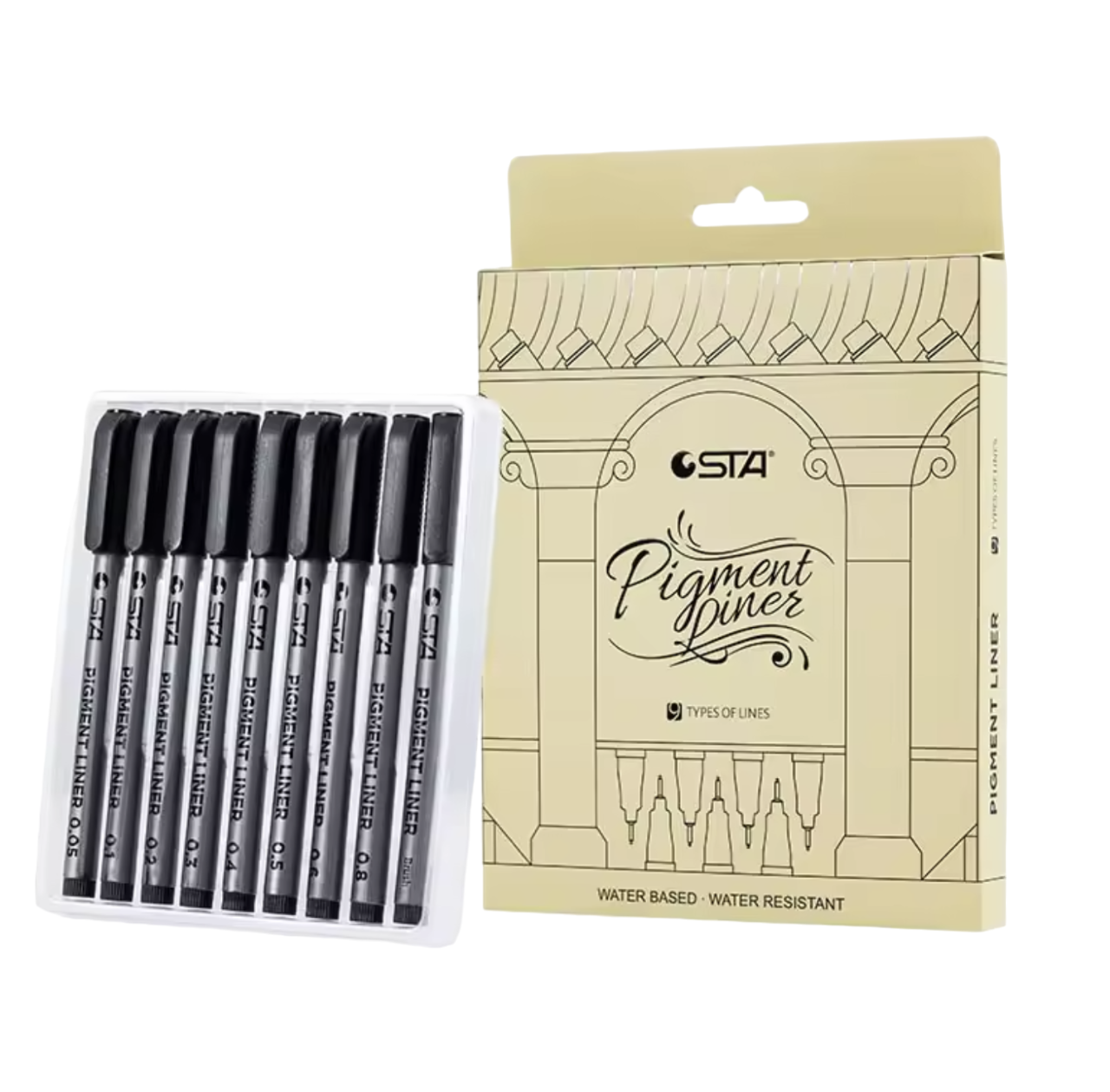 Набор линеров Micron Graphic для скетч зарисовок 9 шт. Черный