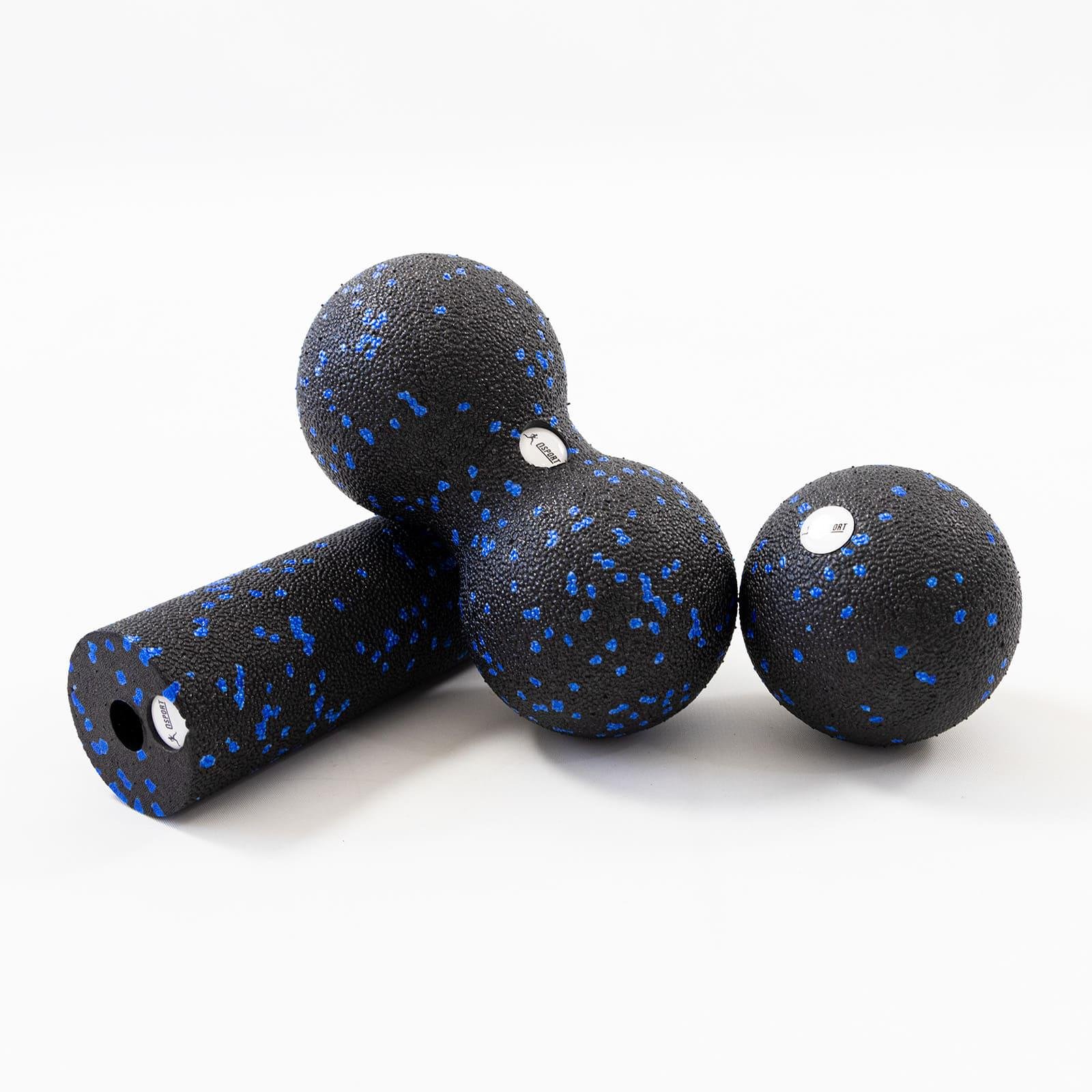 Набір масажний для йоги та фітнесу OSPORT EPP 3в1 масажний валик/йога рол/масажний м'яч МФР Чорно-синій (OF-0281)