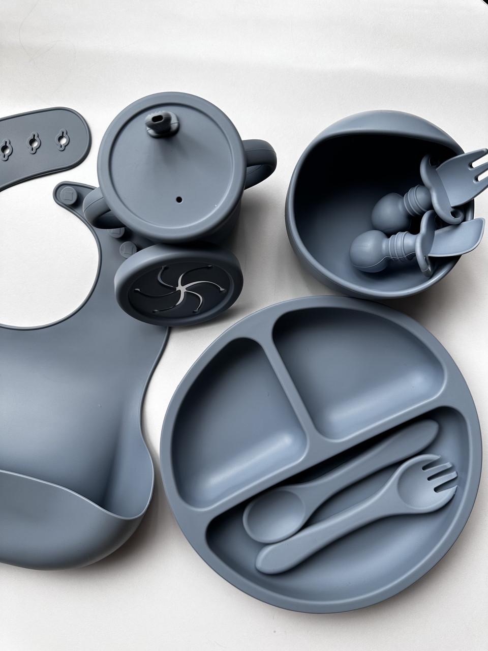 Набор посуды для кормления нагрудник/тарелка/миска/кружка/ложка/вилка и прорезыватель 9 элементов (101) - фото 7