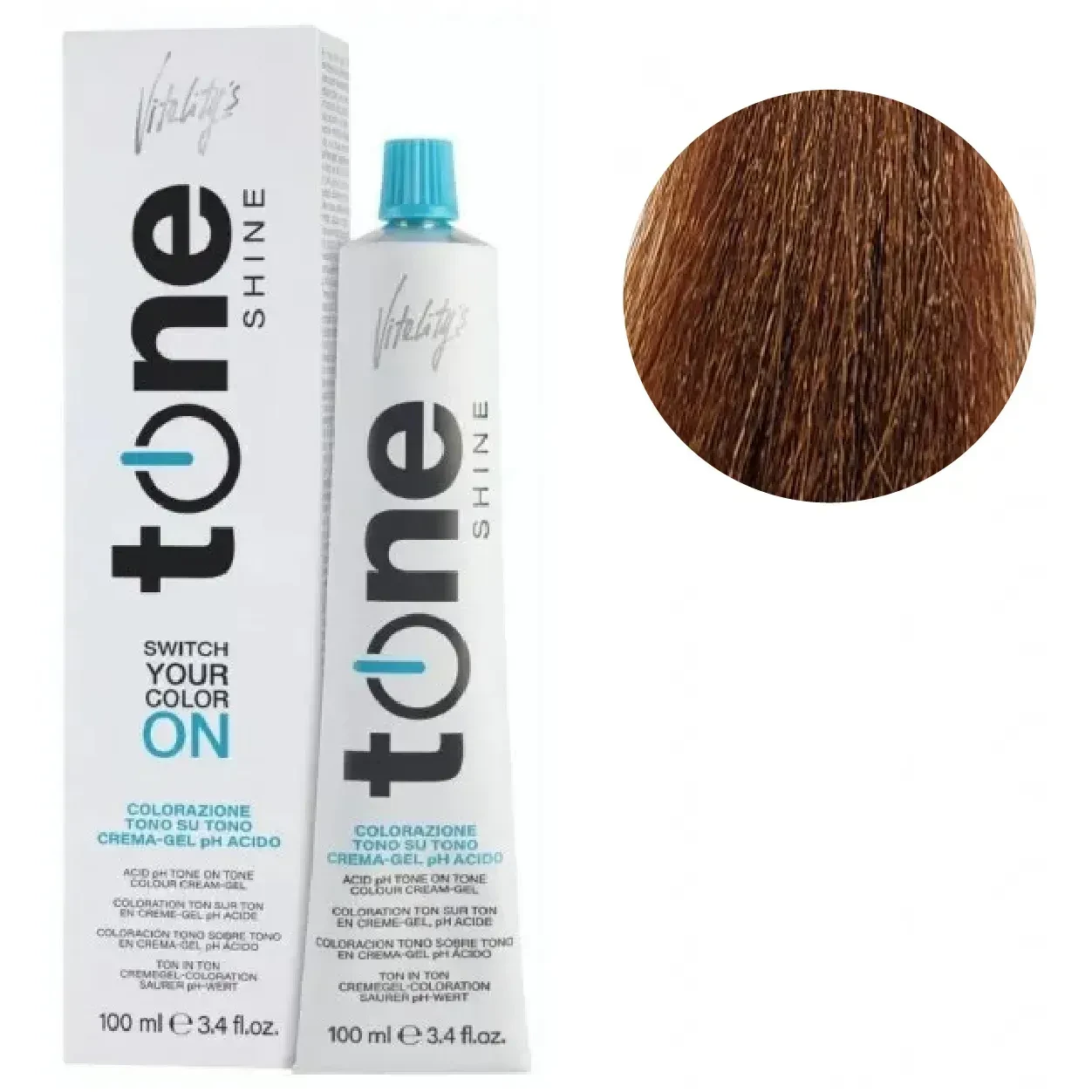 Гель-краска для волос тонирующая безаммиачная Tone Shine Vitality's 8/34 Светлый блонд медно-золотой 100 мл