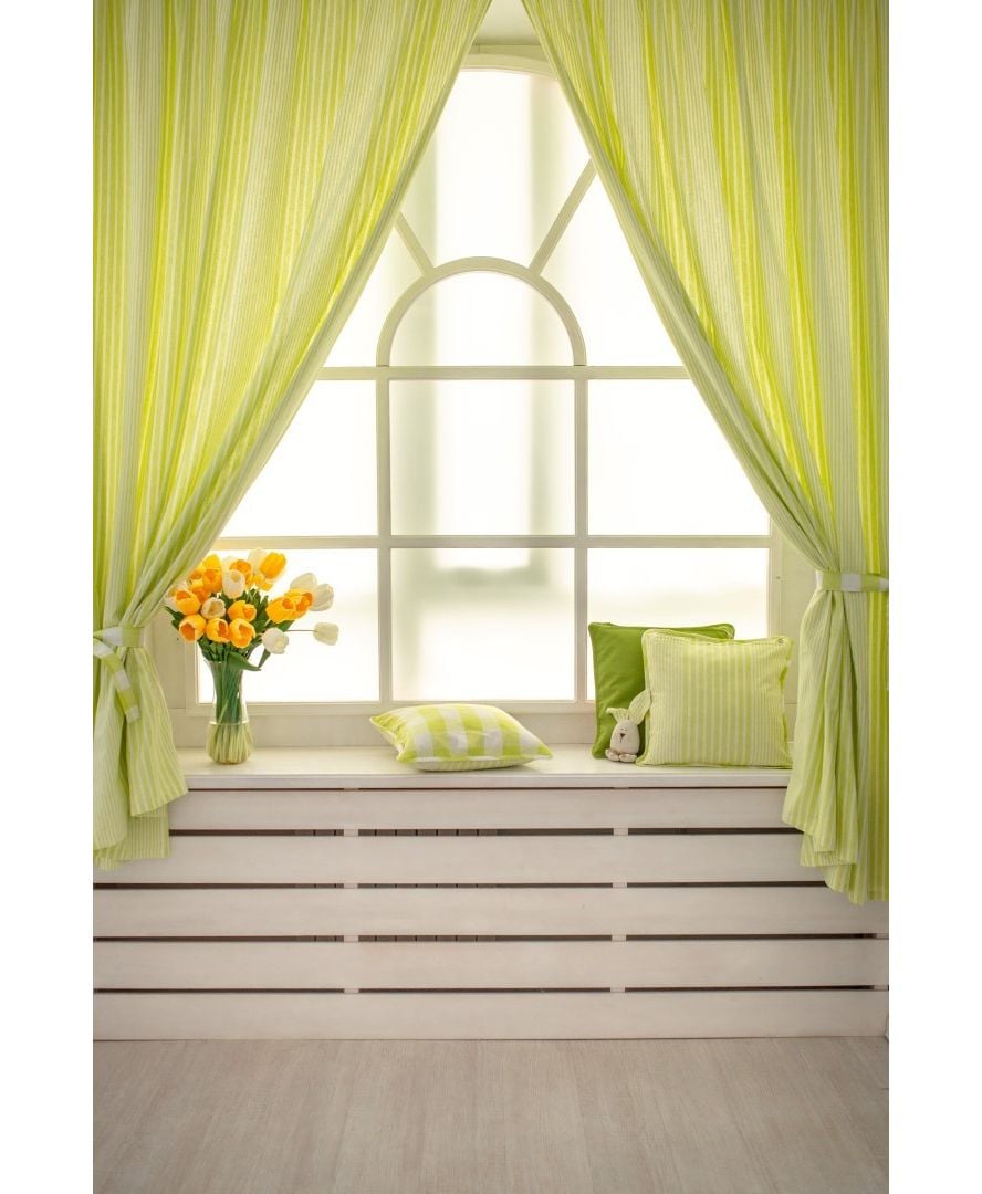 Комплект штор Кантрі 250х200 см 2 шт Зелена смужка