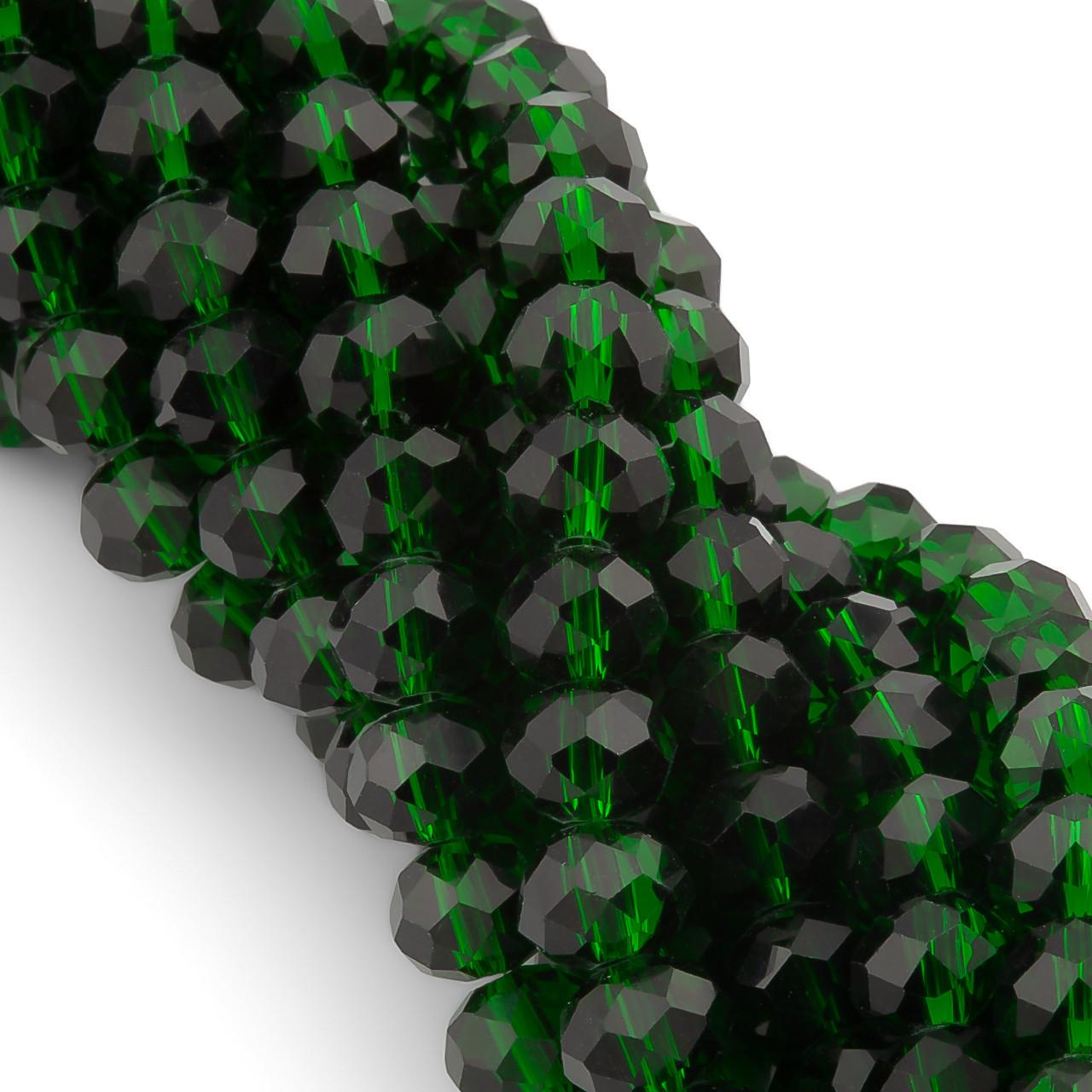 Бусины Swarovski огранка рондель 6х4,8 мм 40 см 85 шт. Изумрудный/Прозрачный (БС6010а25)