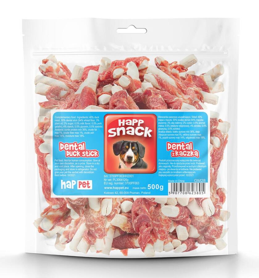 Ласощі для собак дентальні Happet Snack палички з качкою 500 г 8 см (GM28 5907708623805)