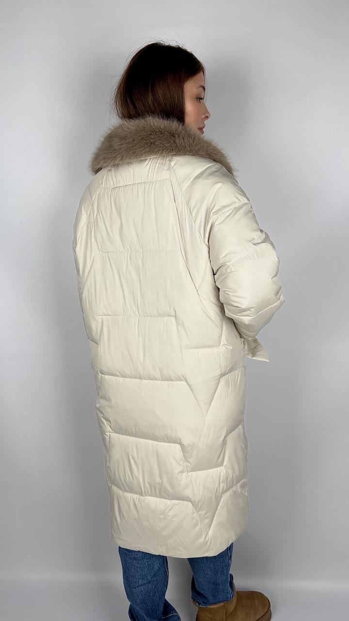 Куртка-пальто жіноча зимова р. 44 Бежевий (#9033-05) - фото 3