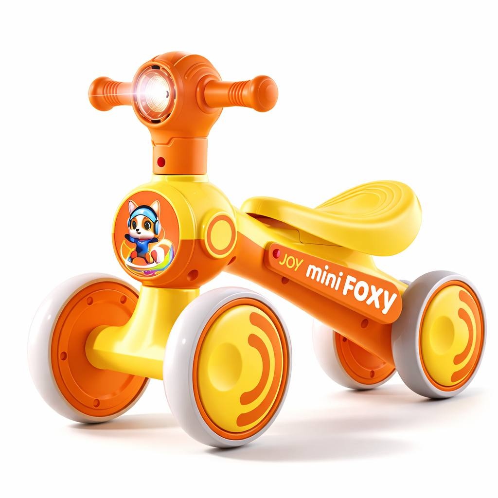 Велобег детский 4-х колесный Joy TR-90118 световые эффекты/песни на украинском языке Желтый (2930721684)