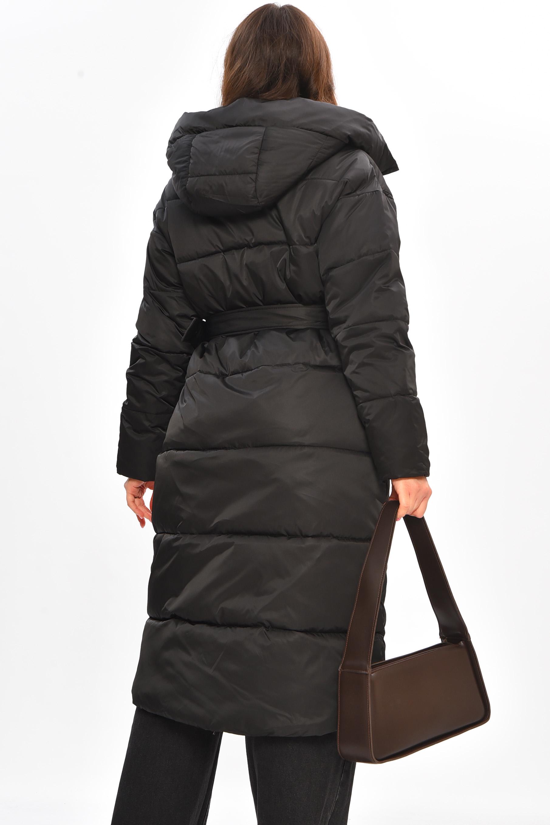 Куртка жіноча подовжена зима M-L Чорний (207032) - фото 3