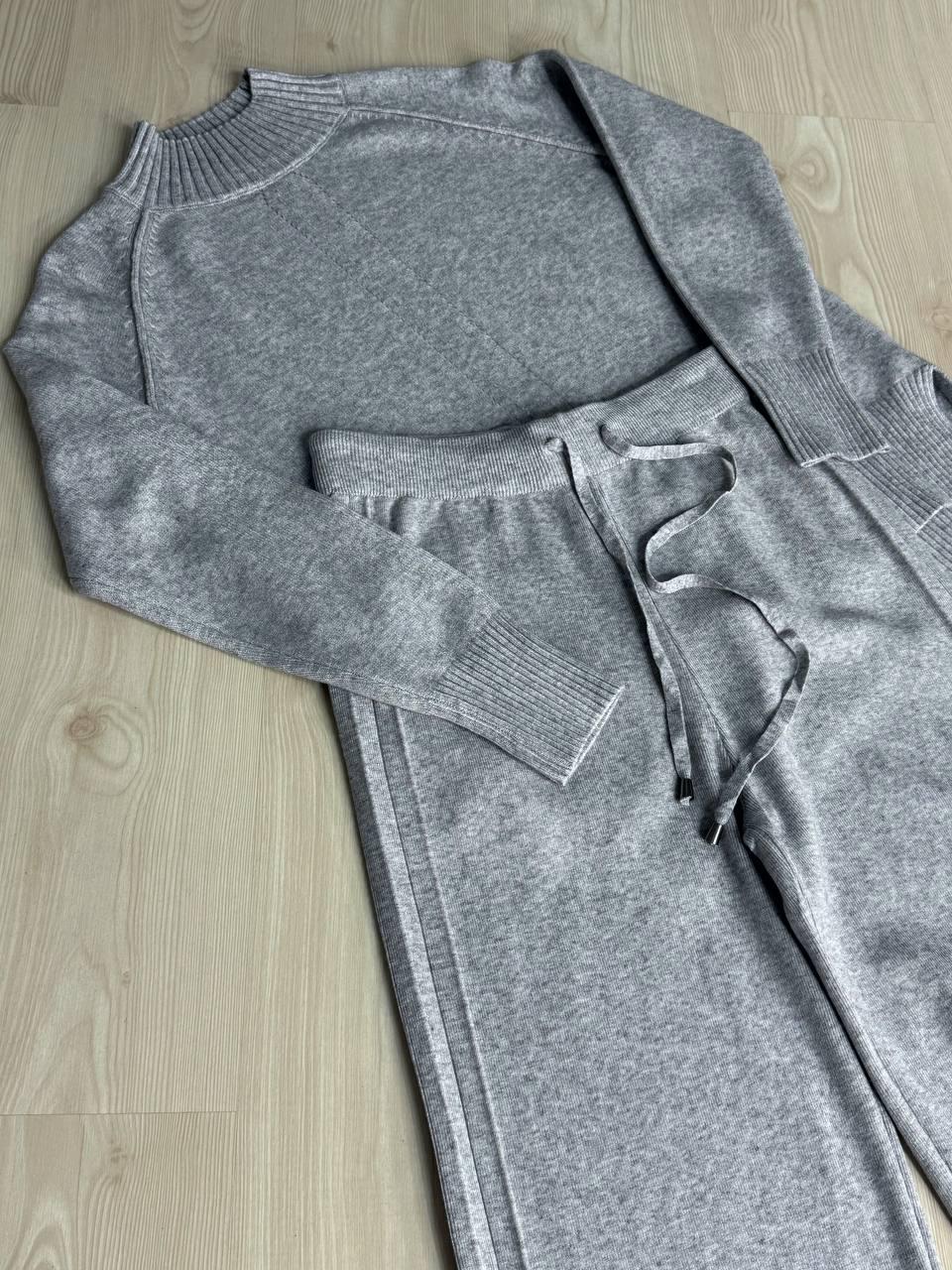 Костюм женский ACCORDDREAM 6841-8636 свитер с брюками палаццо вязаный OS Серый (5178) - фото 3 Костюм женский ACCORDDREAM 6841-8636 свитер с брюками палаццо вязаный OS Серый (5178) - фото 3