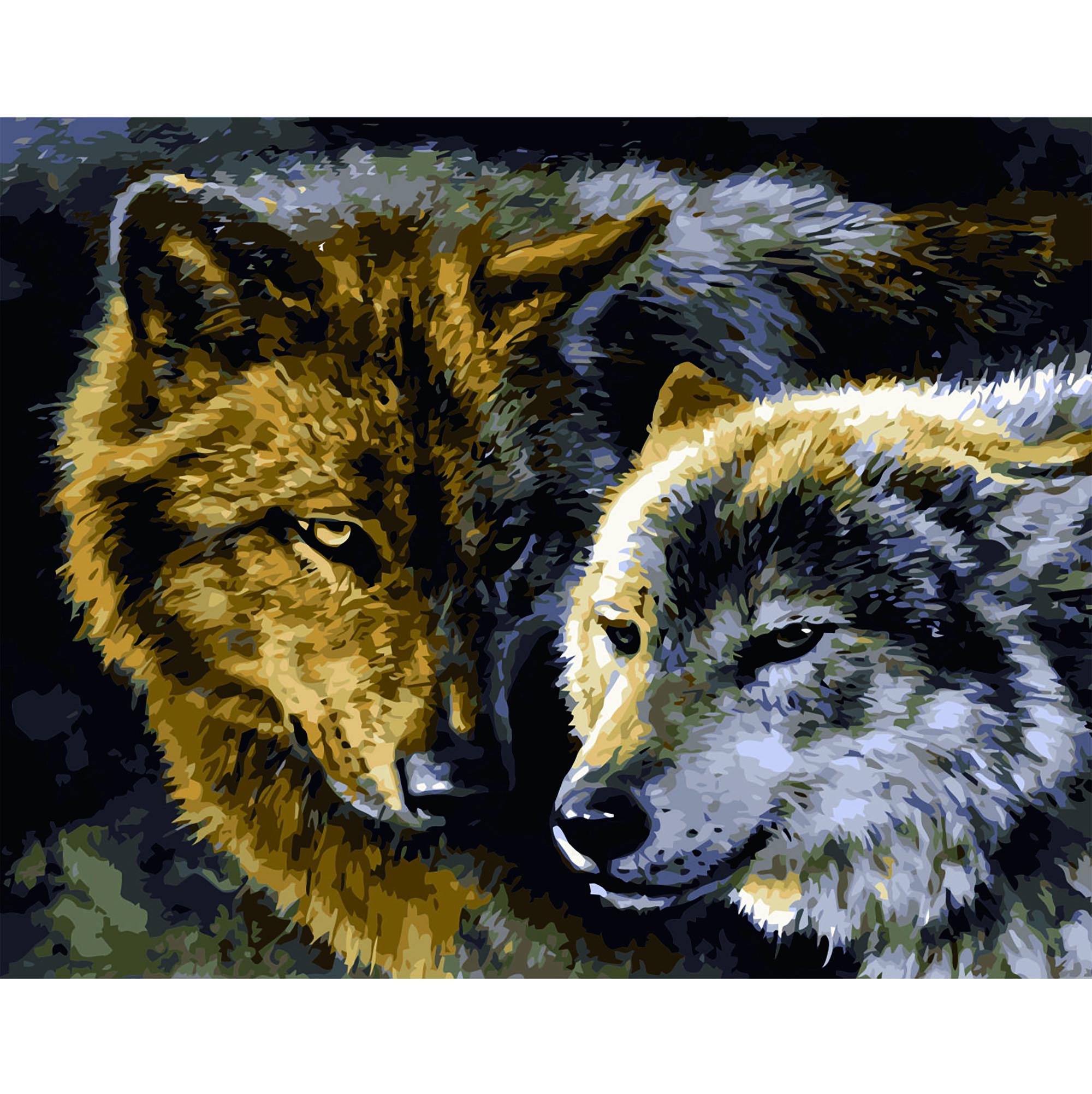 Картина по номерам Strateg Премиум Волки с лаком 40х50 см (VA-2622)