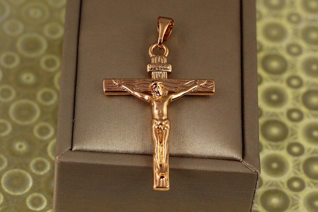 Хрестик Xuping Jewelry великий з розп'яттям 4 см Золотистий (2254528314)