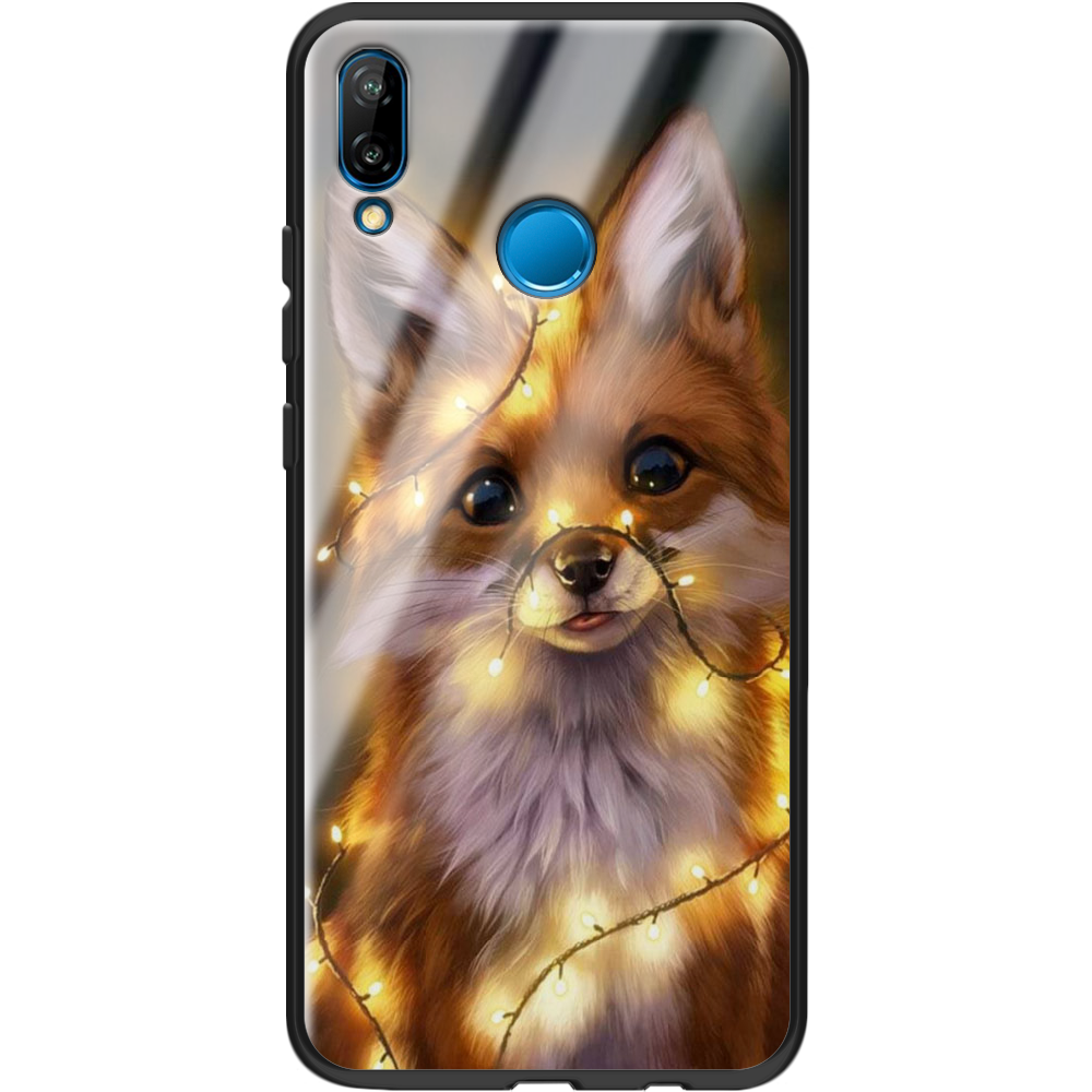 Чехол Boxface Huawei P20 Lite Рождественская лиса Черный силикон со стеклом (33127-up2399-37726)