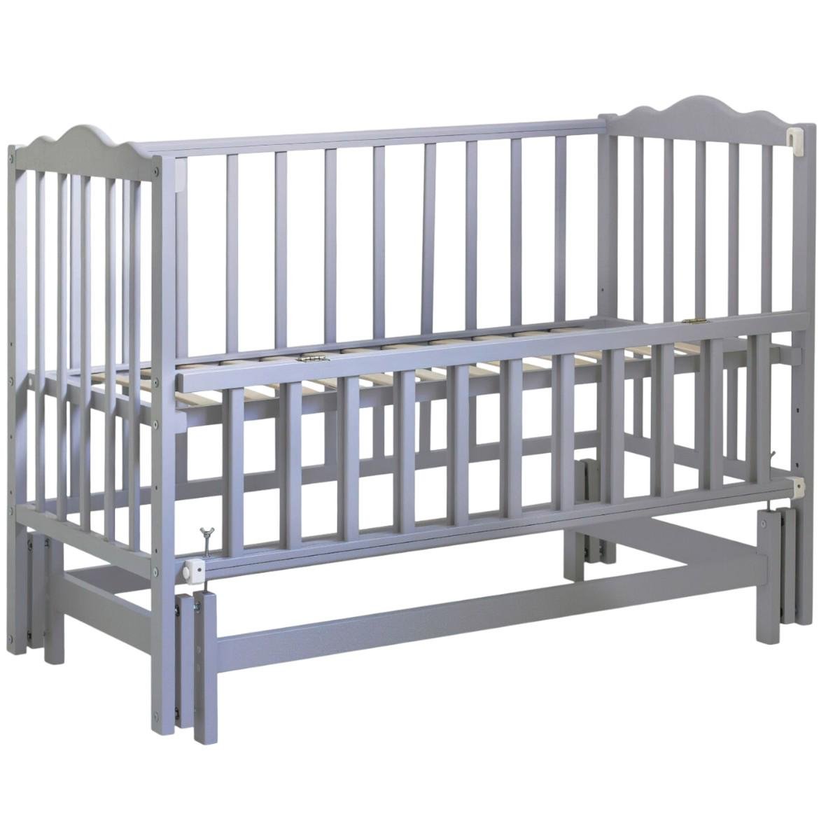 Кроватка детская ТМ Кузя София-2 маятник опускной борт Серый