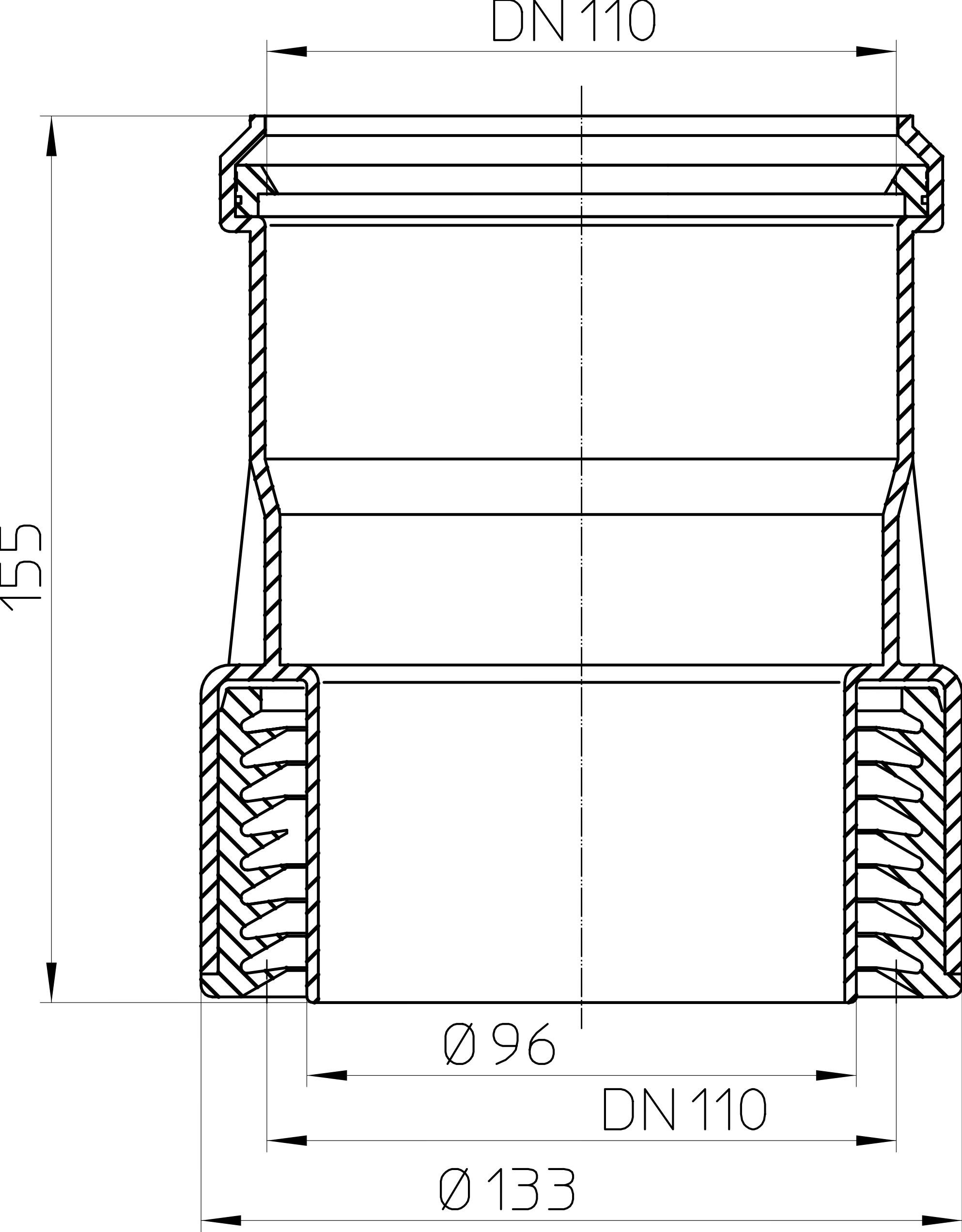 Переходник HL9/1 DN110 канализационный на безрострубные трубы SML - фото 2 Переходник HL9/1 DN110 канализационный на безрострубные трубы SML - фото 2