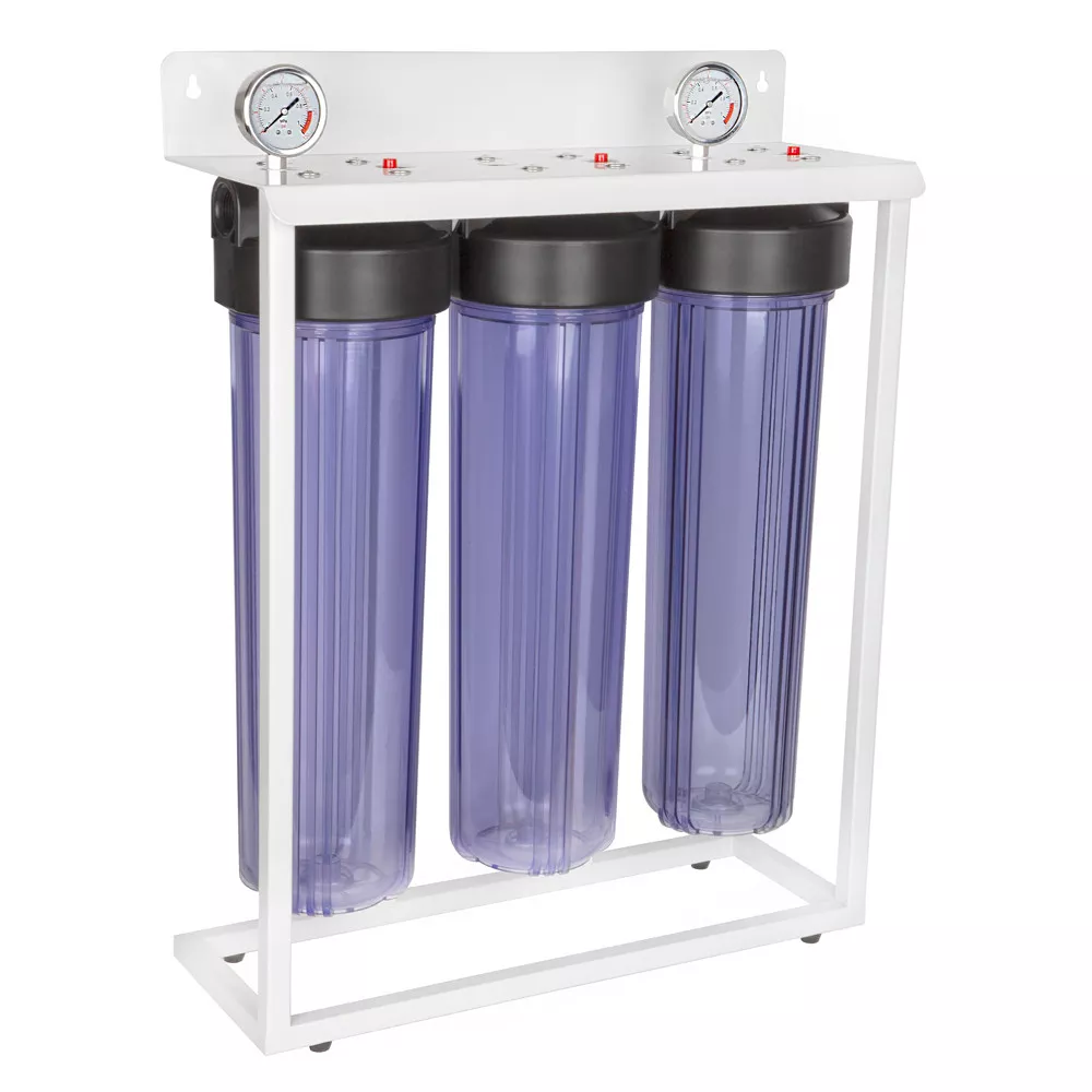 Магістральна система фільтрації води ITAL Big Blue 20" 3 прозорі колби підключення 1" (3FH20BB-SL)