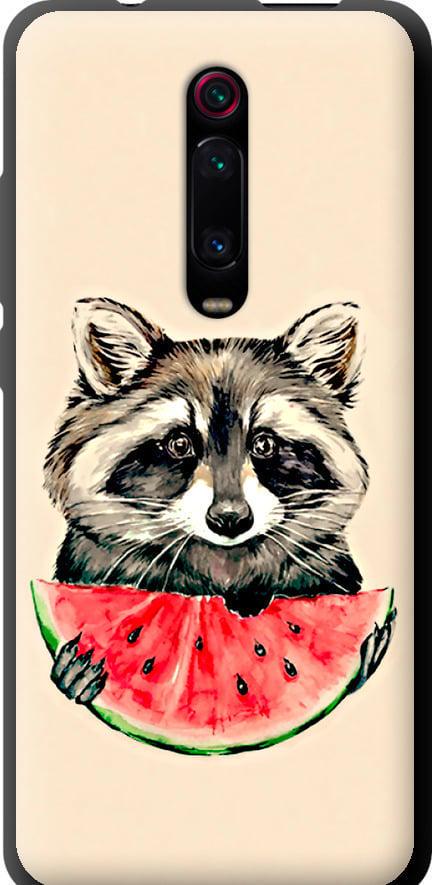 Чехол на Xiaomi Mi 9T Енотик с арбузом (4605b-1815-42517)