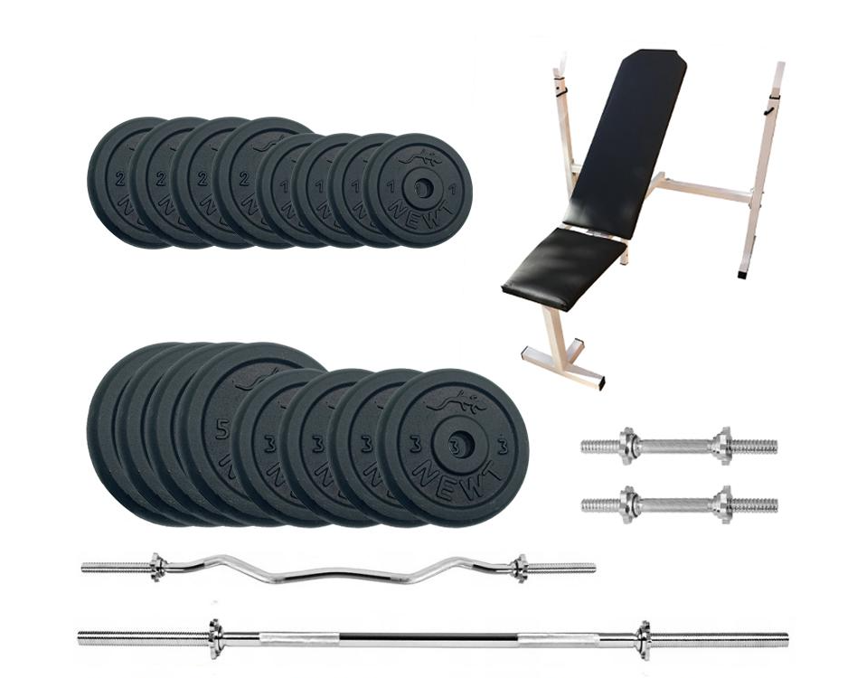 Лава для жиму Newt Gym Set-SKHW Home з набором штанг + гантелі 60 кг (NE-M-SKHW-SET-55)