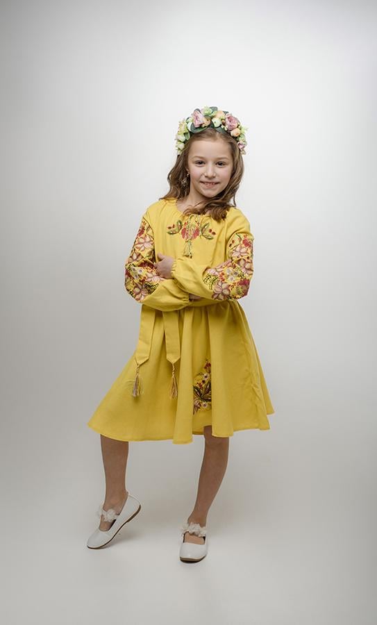 Сукня-вишиванка дитяча Вишиваночка р. 152 Жовтий (844-1) - фото 3