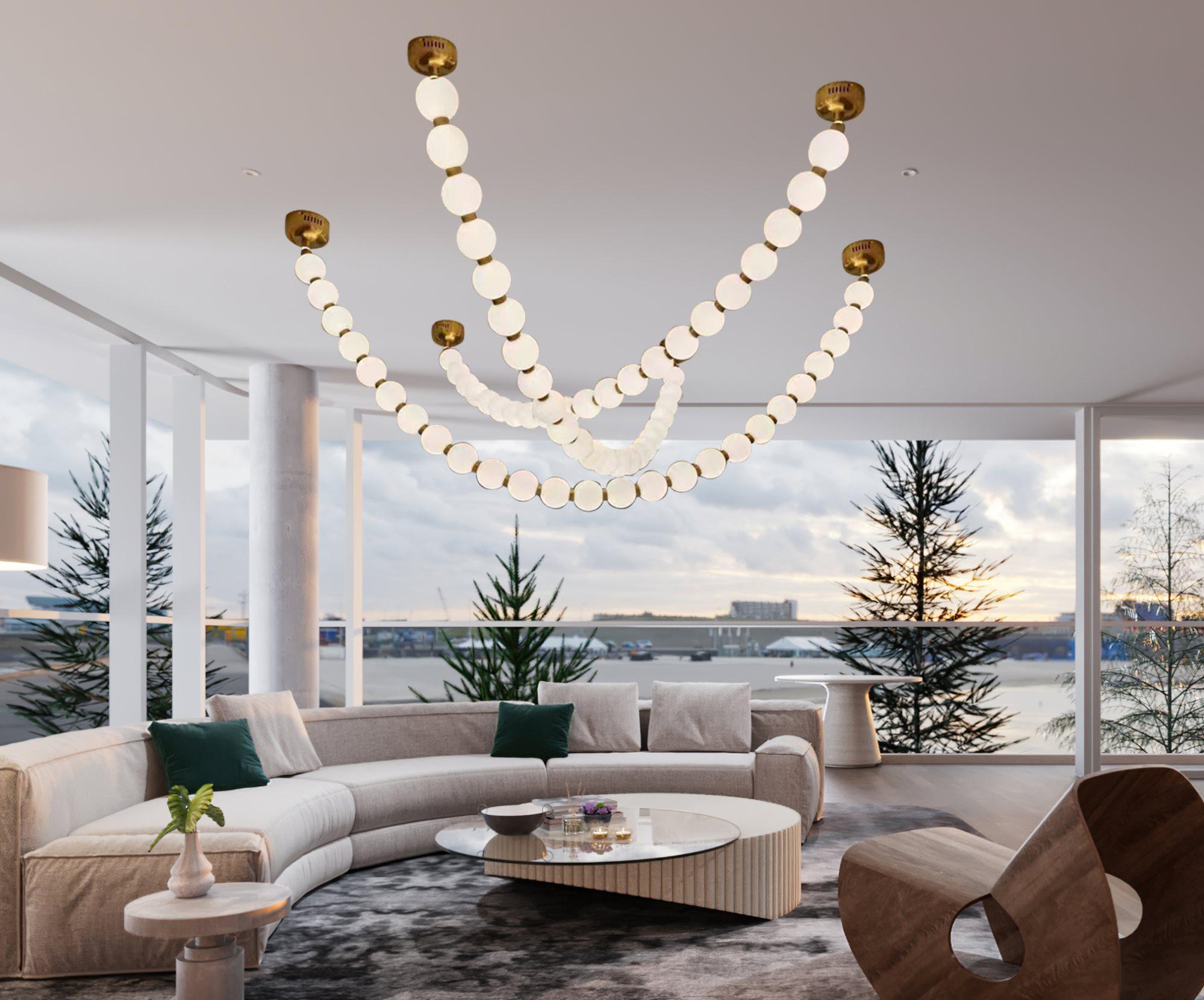 Люстра підвісна велика сучасна перлина Valeso G3873-25 Copper 64W