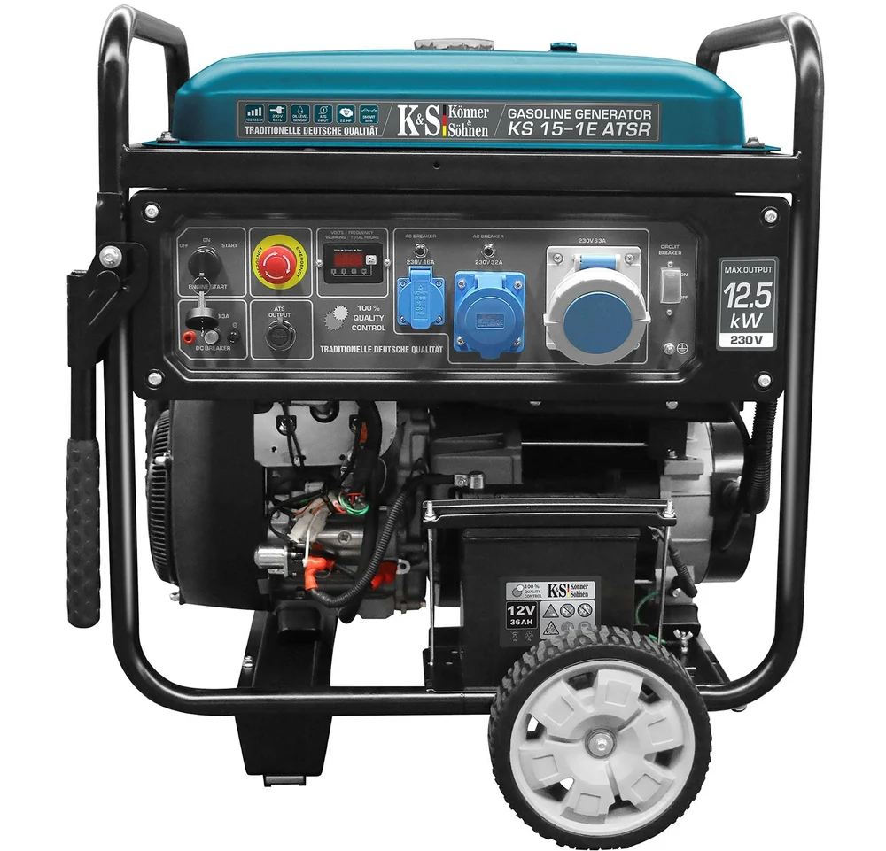 Генератор бензиновый двухцилиндровый Konner&Sohnen KS 15-1E ATSR 12,5 кВт 230V электростарт/AVR бак 55 л (01099)