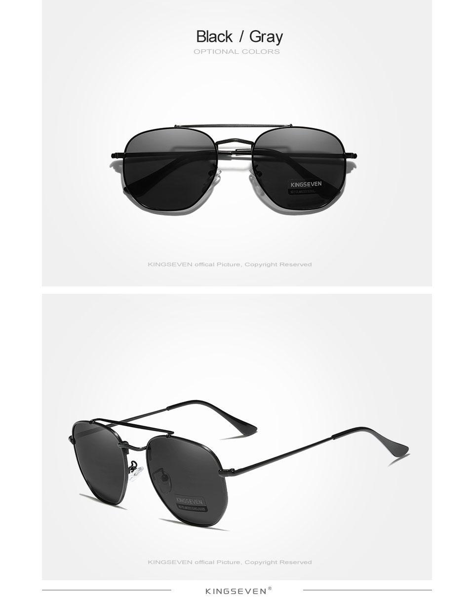Классические солнцезащитные очки KINGSEVEN DESIGN Авиаторы с поляризованными линзами Чtрный/Серый (N7748) - фото 3