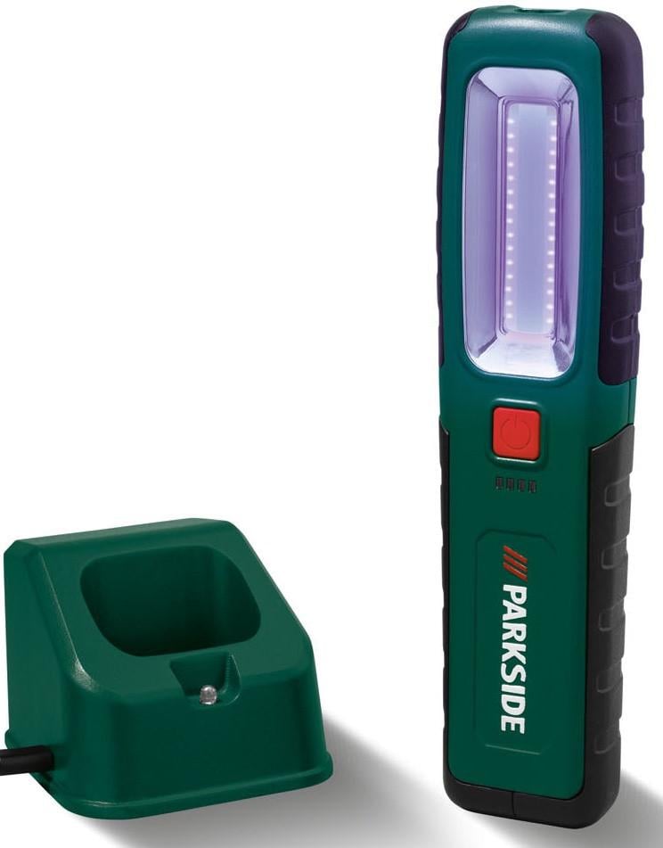 Лампа-фонарь с зарядной станцией Parkside аккумуляторная рабочая 360 Лм