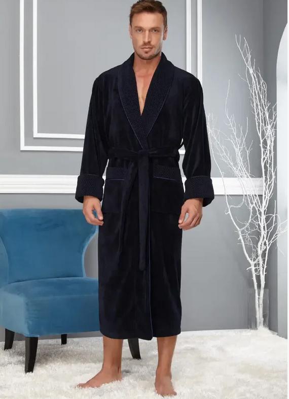 Халат мужской Nusa 2965 хлопок XXXL Синий