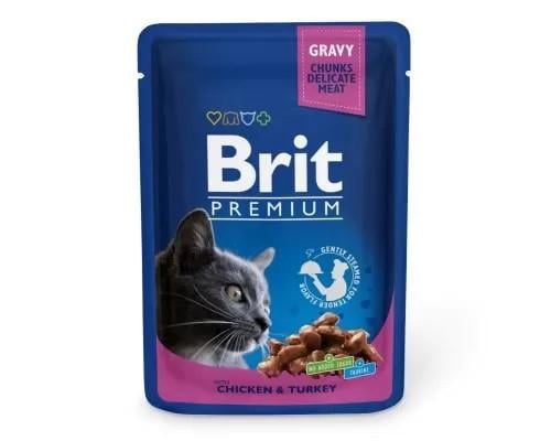 Влажный корм для котов Brit Premium Cat pouch с курицей и индейкой 100 г