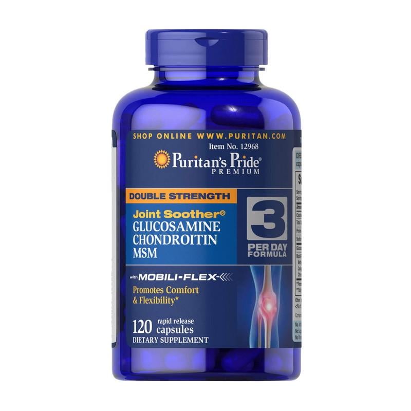 Комплекс для суставов и связок Puritan's Pride Double Strength Glucosamine Chondroitin&MSM 120 капс. (20772-01)