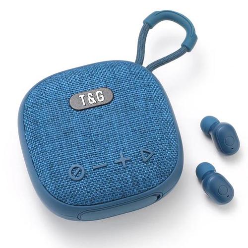 Портативная колонка TG813 Bluetooth IPX5 с наушниками Blue (593978)