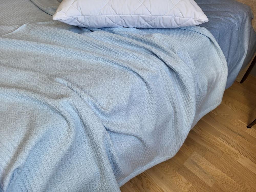 Покрывало Пике Косичка 180x220 см Небесный (11248) - фото 2 Покрывало Пике Косичка 180x220 см Небесный (11248) - фото 2