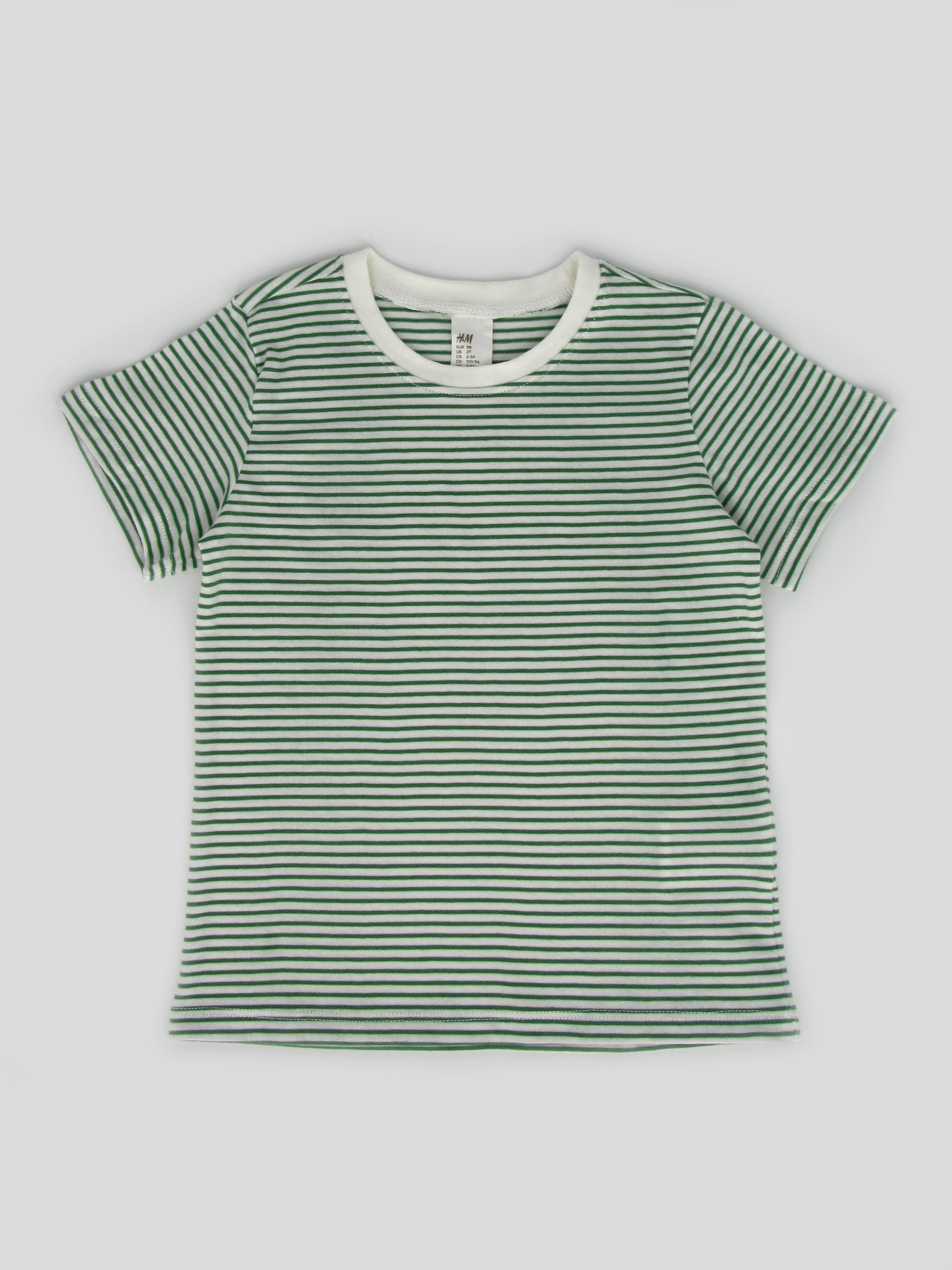 Футболка H&M Смужка 98 см Біло-зелений (A2412853348)