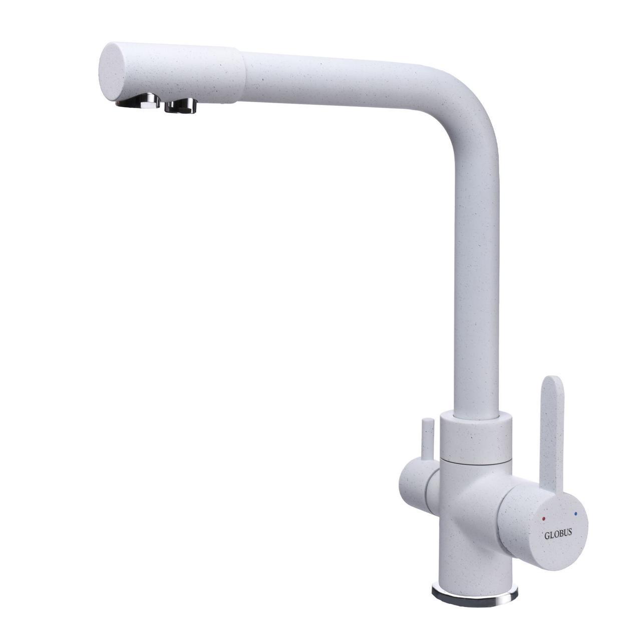 Смеситель для кухни Globus Lux LAZER GLLR-0444-7 с подключением к фильтру Белый