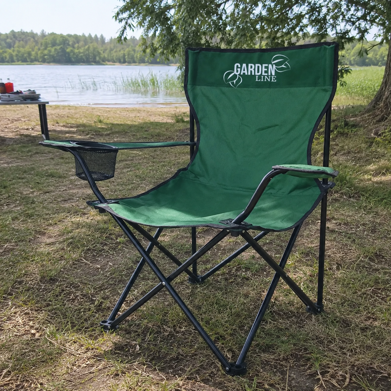 Кресло складное туристическое GardenLine LEZ7167 Паук 50x50x80 см со спинкой и подлокотниками Зеленый