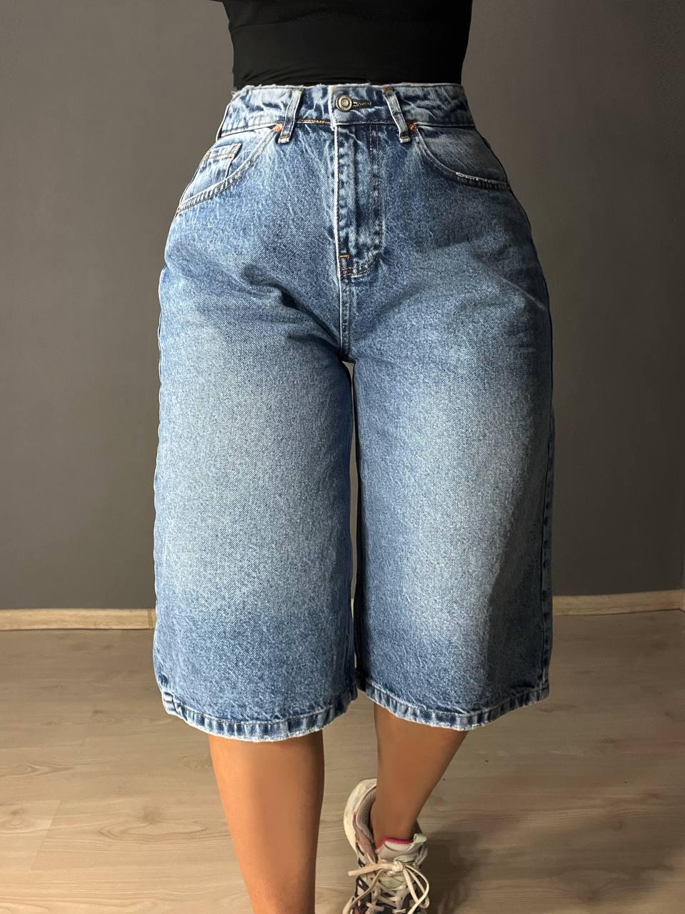 Шорты женские джинсовые Mikaletta 9713 бермуды длинные р. 25 Светло-синий (4273)